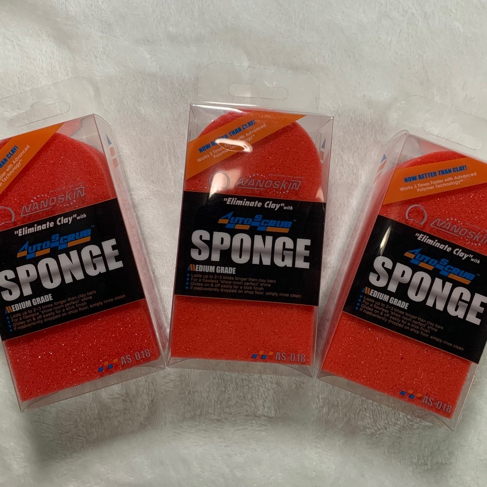 3 Pack: NanoSkin-Auto Scrub Sponge / Medium Grade
